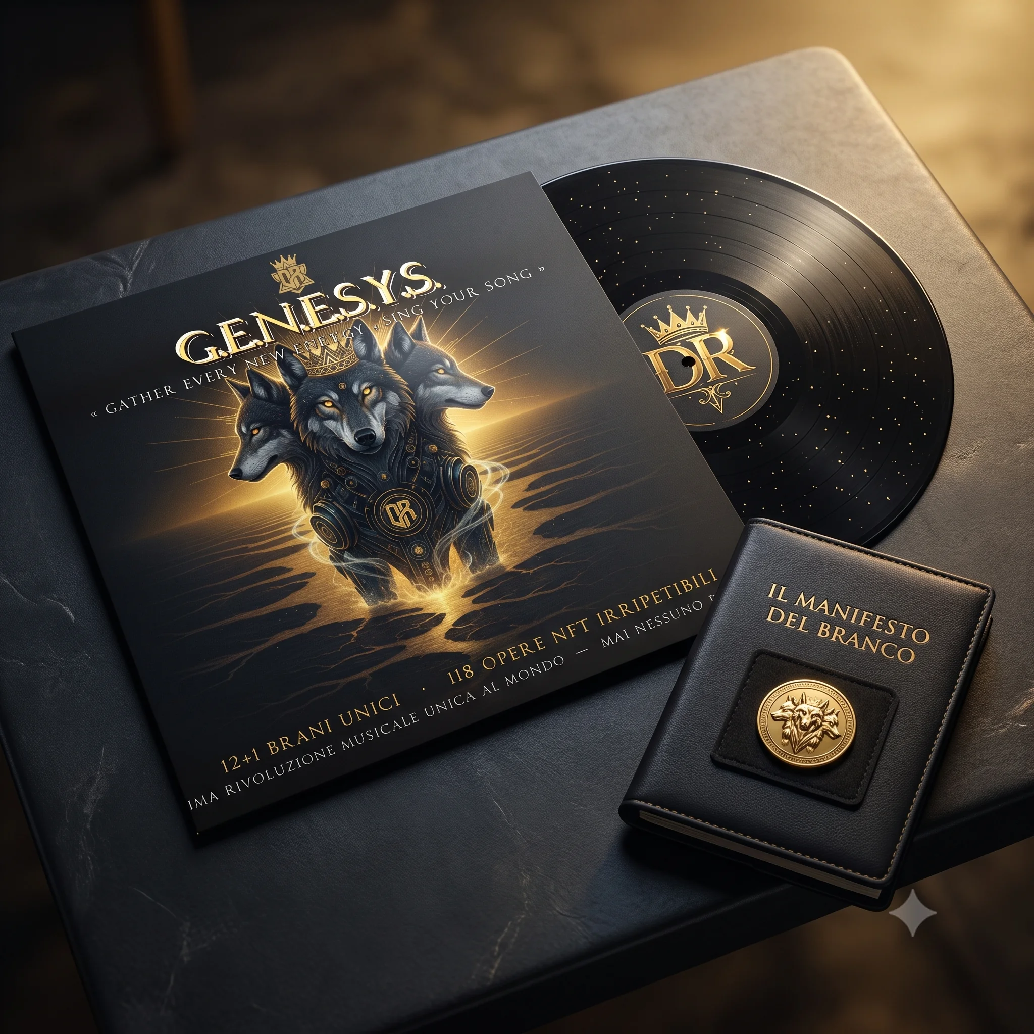 Tutti i contenuti del Kit dei Pionieri di Destino Randagio: album G.E.N.E.S.Y.S., Sigillo fondatore, DRX, SIC-ID